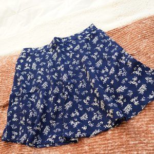 Forever 21 Navy Blue Floral Print Mini Skirt